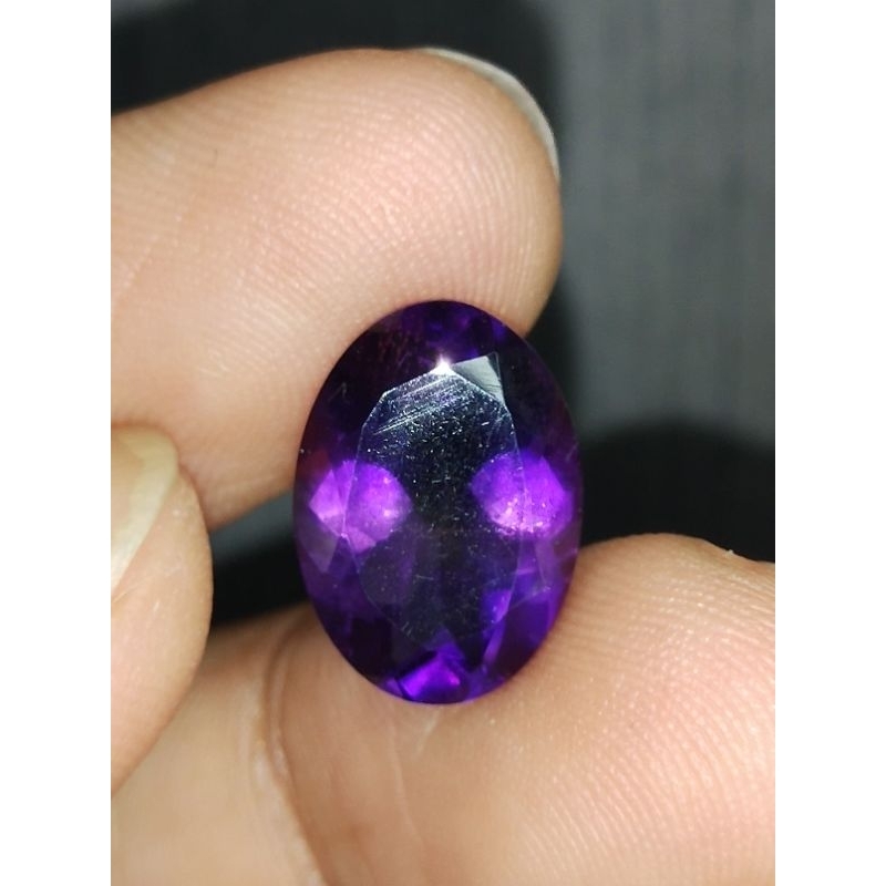 Natural Amethyst 14 x 10 x 6.8 mm 5.3 Ct Kecubung Ungu Tua Super Asli Oval Cutting Code 1808