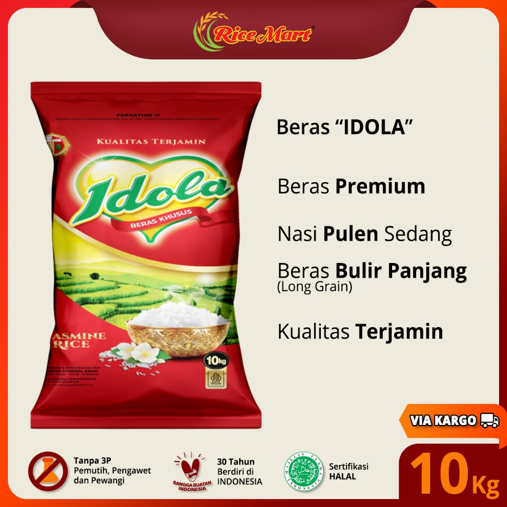 

Beras IDOLA 10 kg [KARGO] - Beras Premium - Pulen Sedang - Produk Indonesia