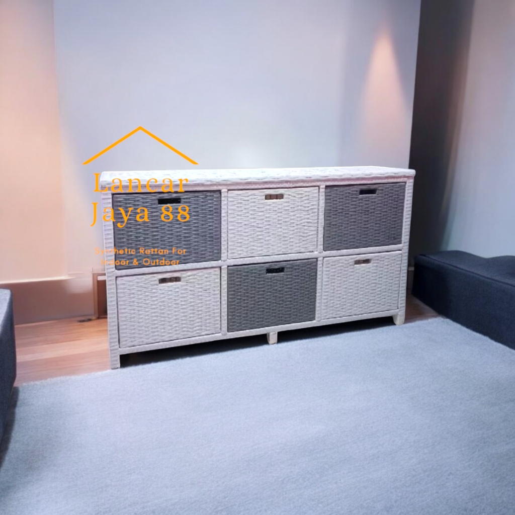 Lemari Laci Rotan Sintetis 6 Laci Jumbo