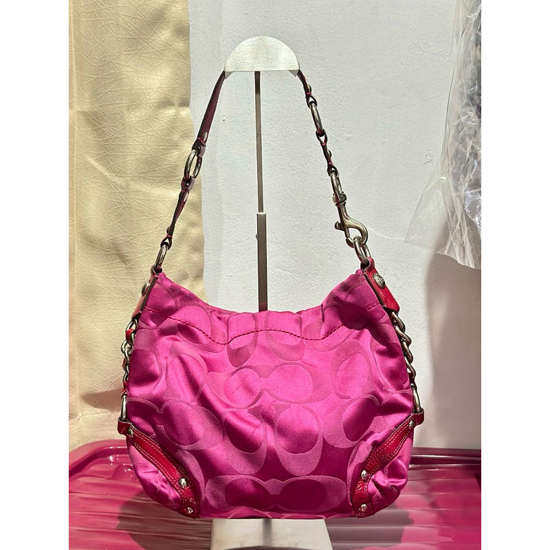 Coach hobo bag signature pink fuschia vintage auth