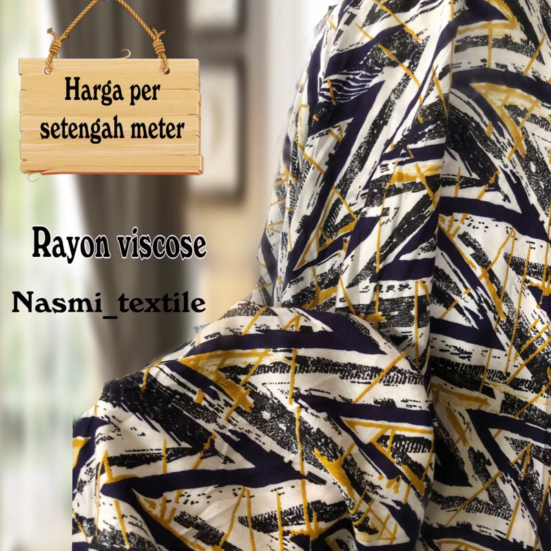 kain katun rayon viscose premium motif abstrak | motif garis