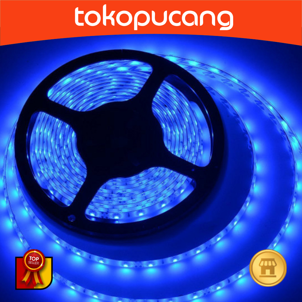 Lampu led strip 5 meter Biru 1rol 5m 2835 ip 33 indoor Blue