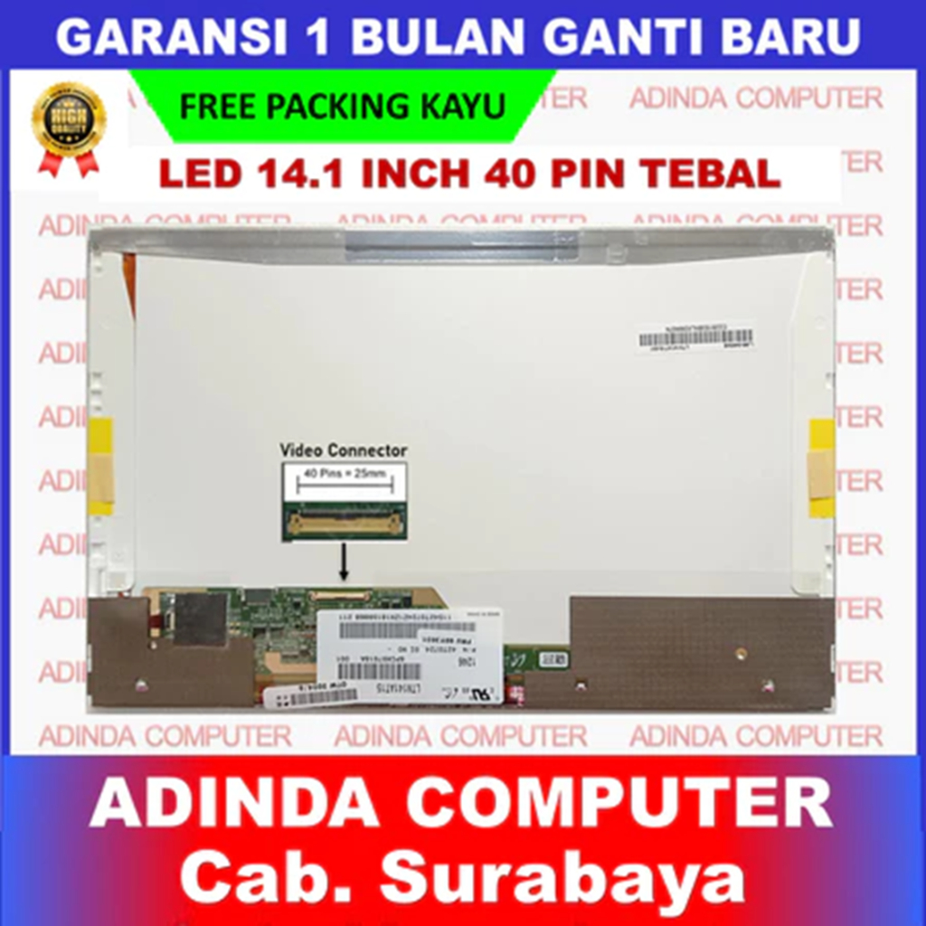 LED LCD Laptop 14.1 Inch 40 Pin Tebal