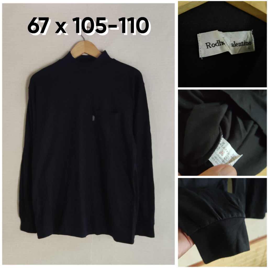 Sweatshirt Rodhos Valentino Hitam Semi Turtleneck Size L Pria Wanita Atasan JH281