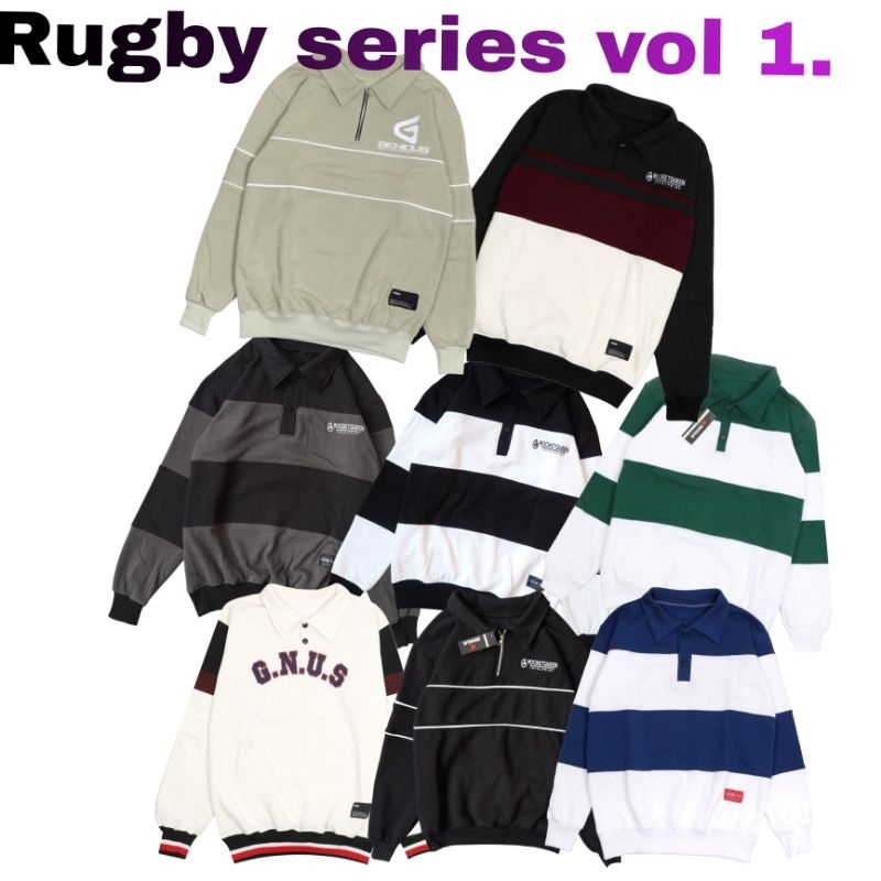 Oversize Rugby Lengan Panjang Pria Wanita T-shirt