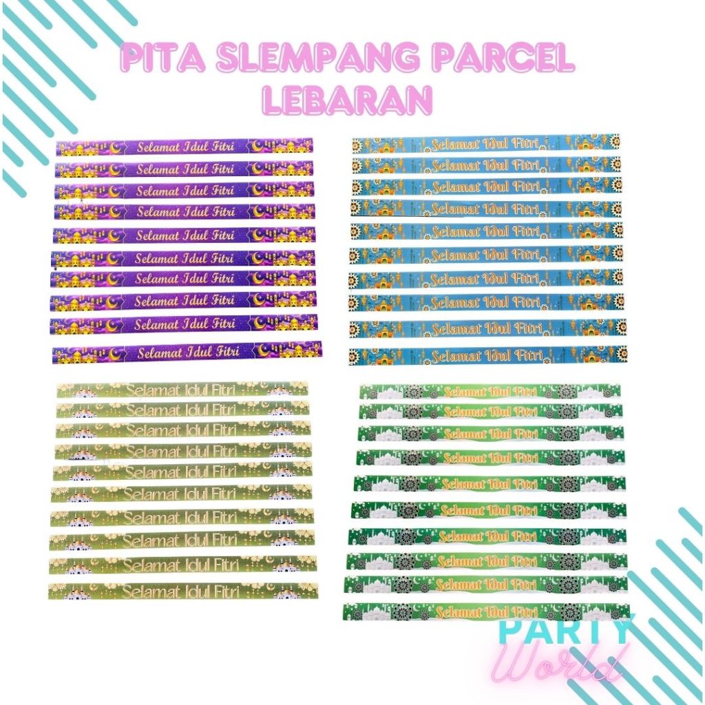 

1pcs Pita Parcel Lebaran Ukuran Kecil Pita Hiasan Parcel Idul Fitri Papperbelt Lebaran Pita Slempang Parcel