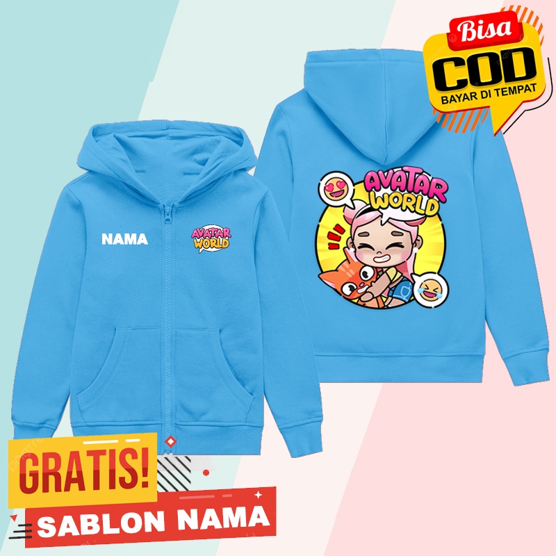 Jaket Hoodie Zipper Anak Avatar World Pazu / Jaket Sleting Anak Laki Laki & Perempuan Custom Nama Av