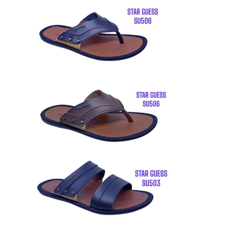 SANDAL KULIT PRIA STAR GUESS MODEL TERBARU ORIGINAL BRAND STAR GUESS
