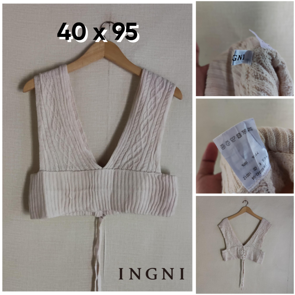 Vest Tali INGNI Coklat Kepang Size M Wanita Atasan Outer Rompi Knit JH293