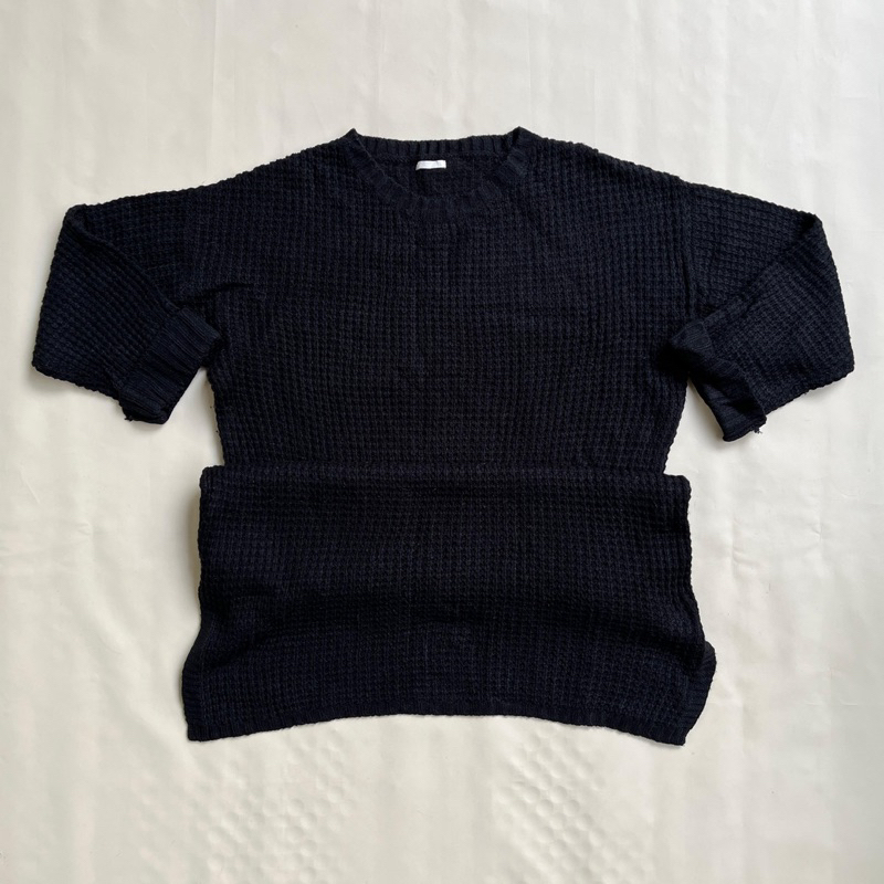 GU UNIQLO Dress Waffle Hitam / Dress Tunik Waffle UNIQLO