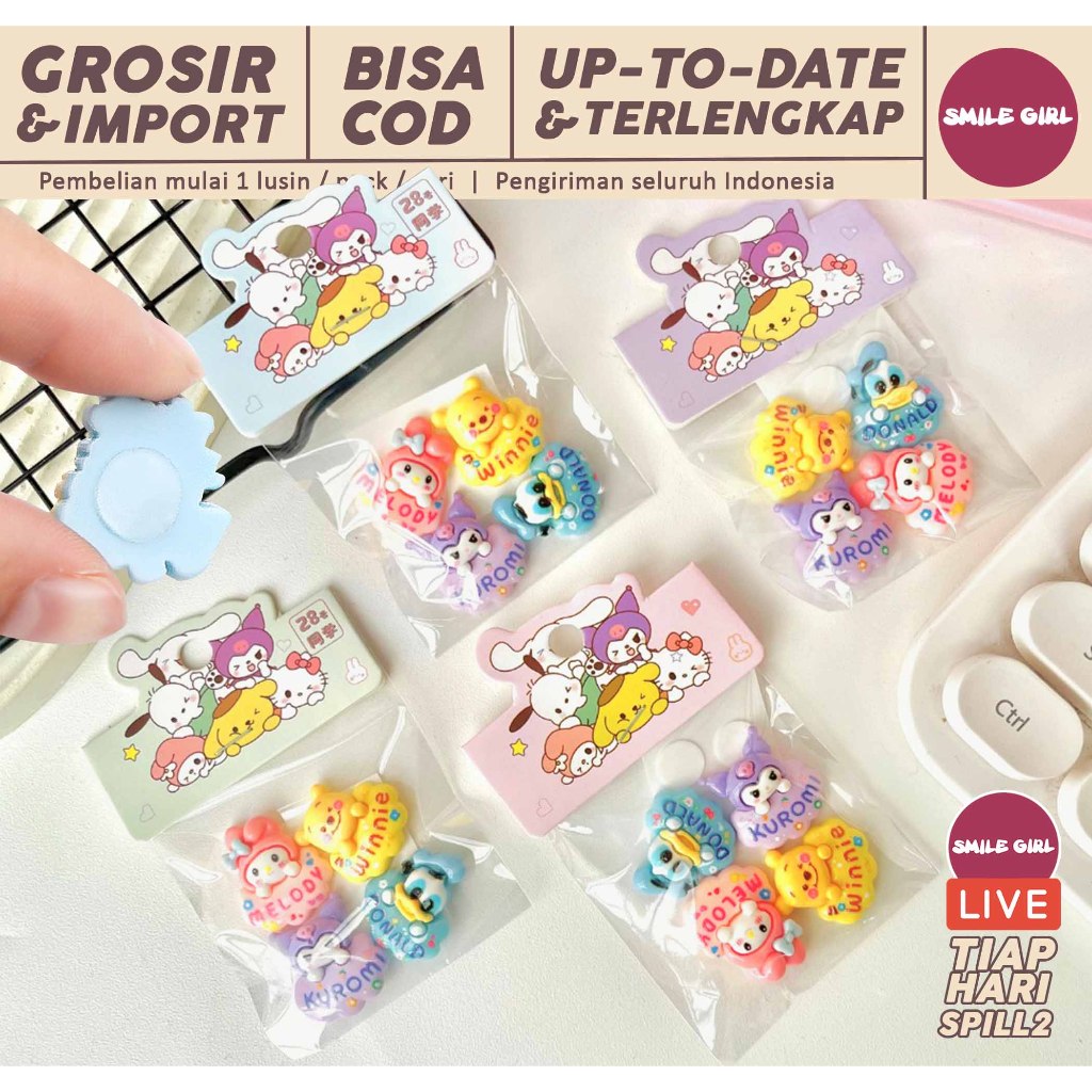 

SG | PUSAT GROSIR | 48 CARD - Stiker Resin 3D DIY + Perekat / Sticker Lucu motif Sanrio Waterproof Mainan Anak