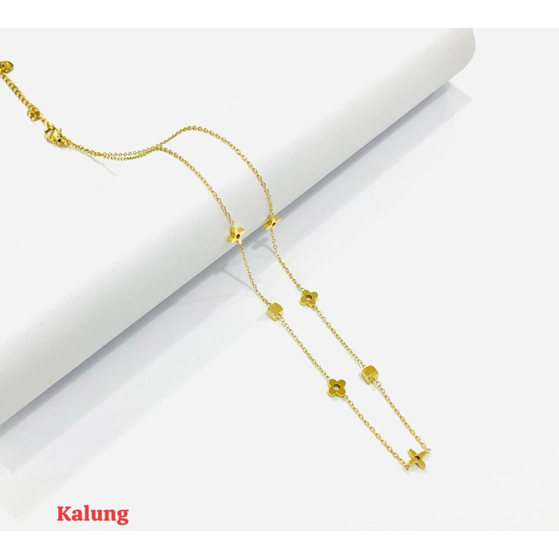kalung titanium gold bandul kecil