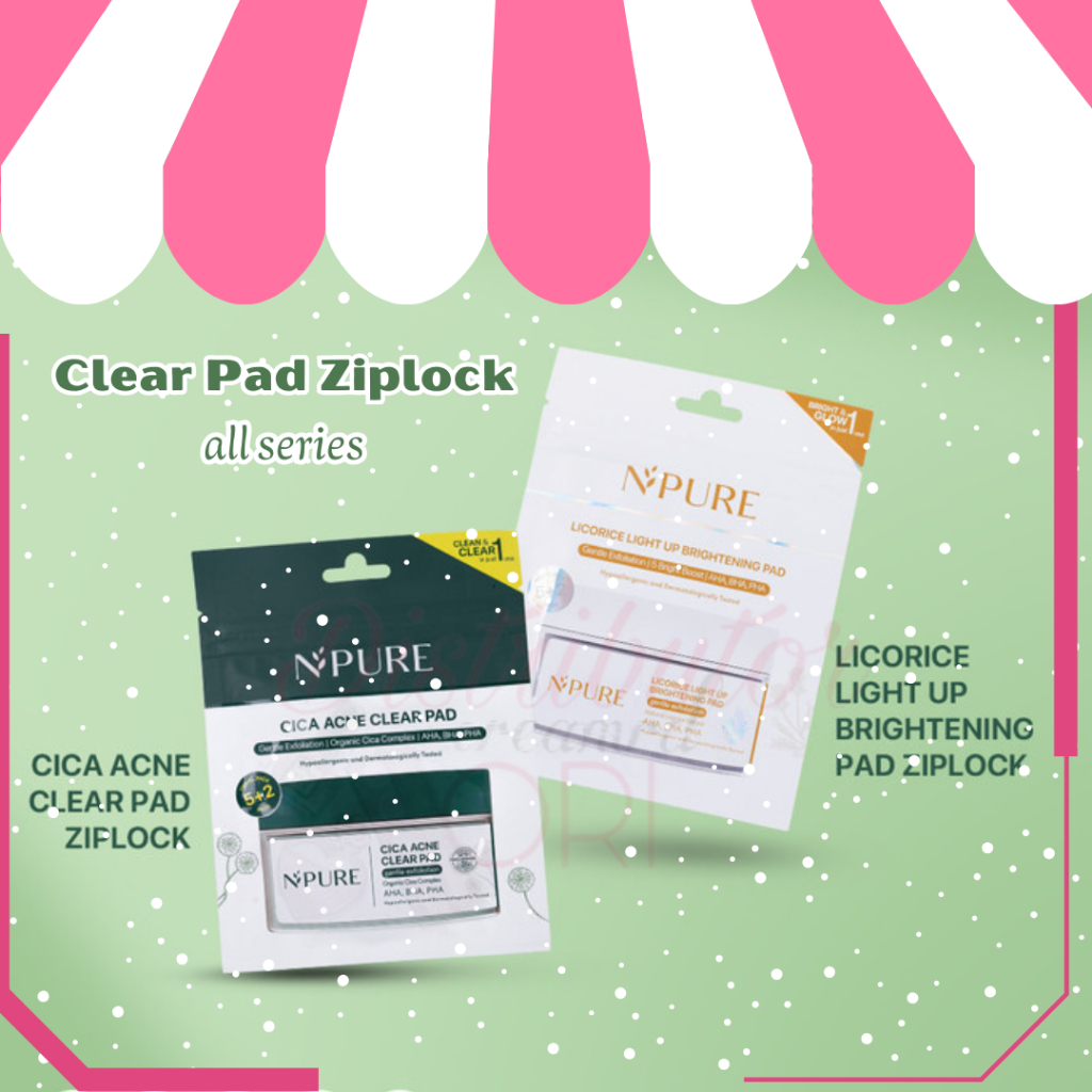 NPURE Acne Clear Pad Cica Sachet / Licorice Light Up Brightening Pads ZipLock