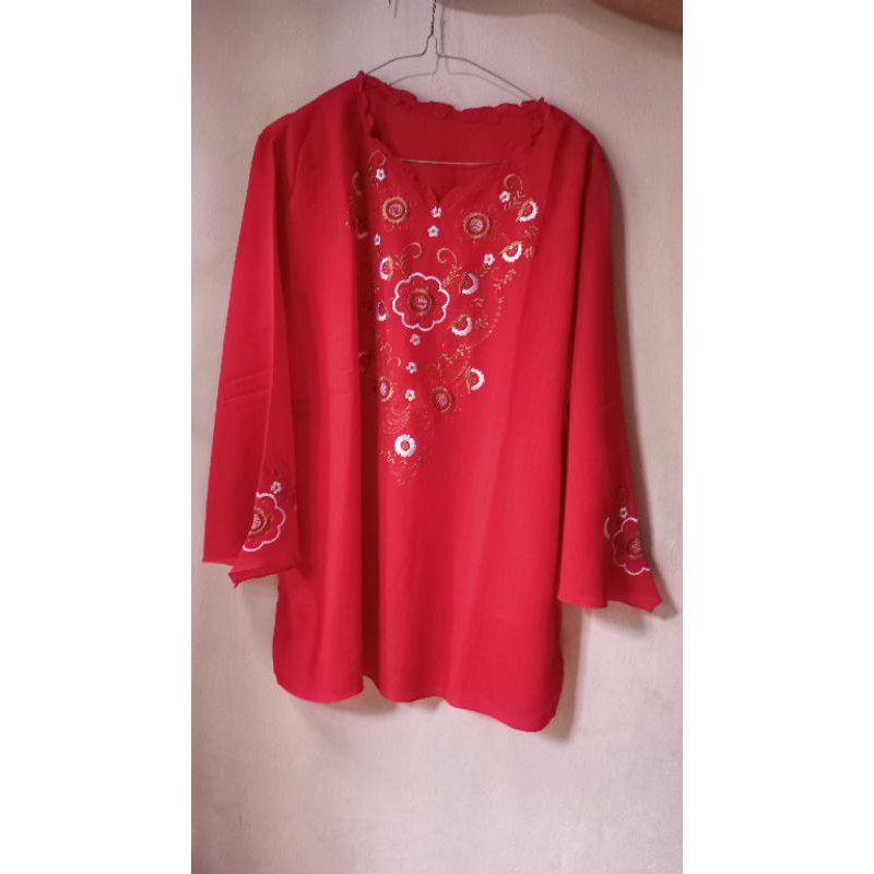 PL Preloved Baju Sifon Merah Wanita Red Blouse
