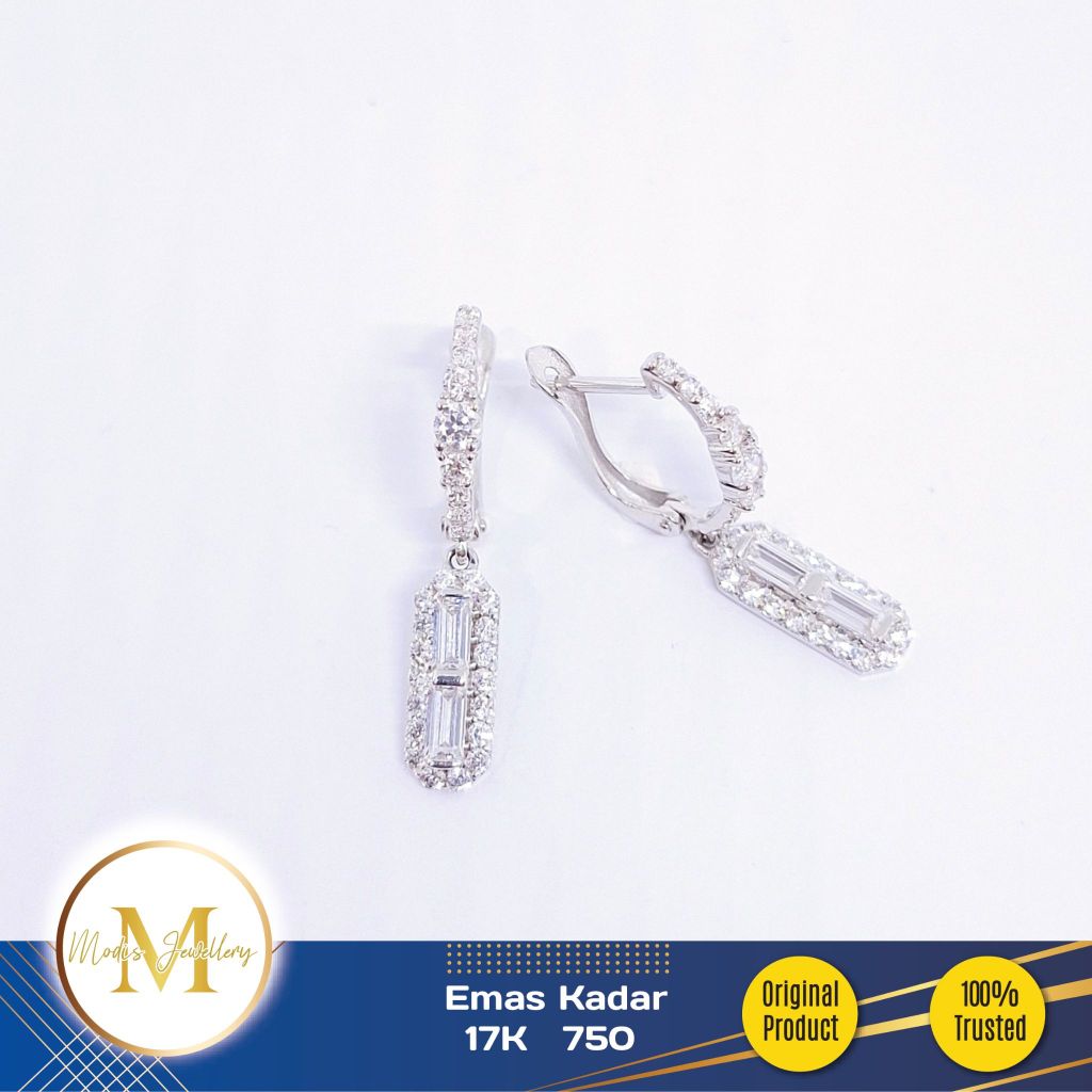 MODIS JEWELLERY - Anting CC Tabur Putih - Emas 17k 750