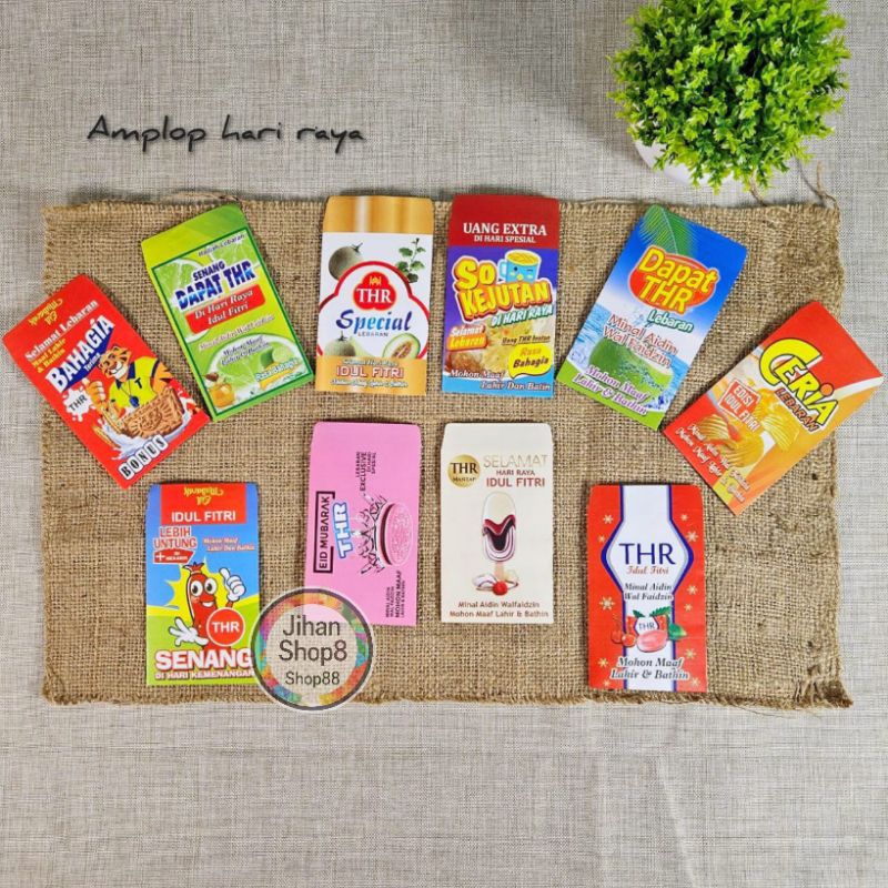 

Amplop lebaran idul fitrie karakter snack DF2 isi 10 lembar ukuran medium