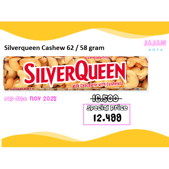 

Silverqueen Cashew 58 gram 55 gram