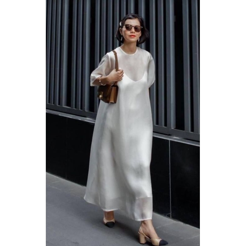 DRESS PANJANG ORGANZA LILA II MAXI ORGANZA II DRESS ORGANZA II GAMIS ORGANZA II GAUN KONDANGAN