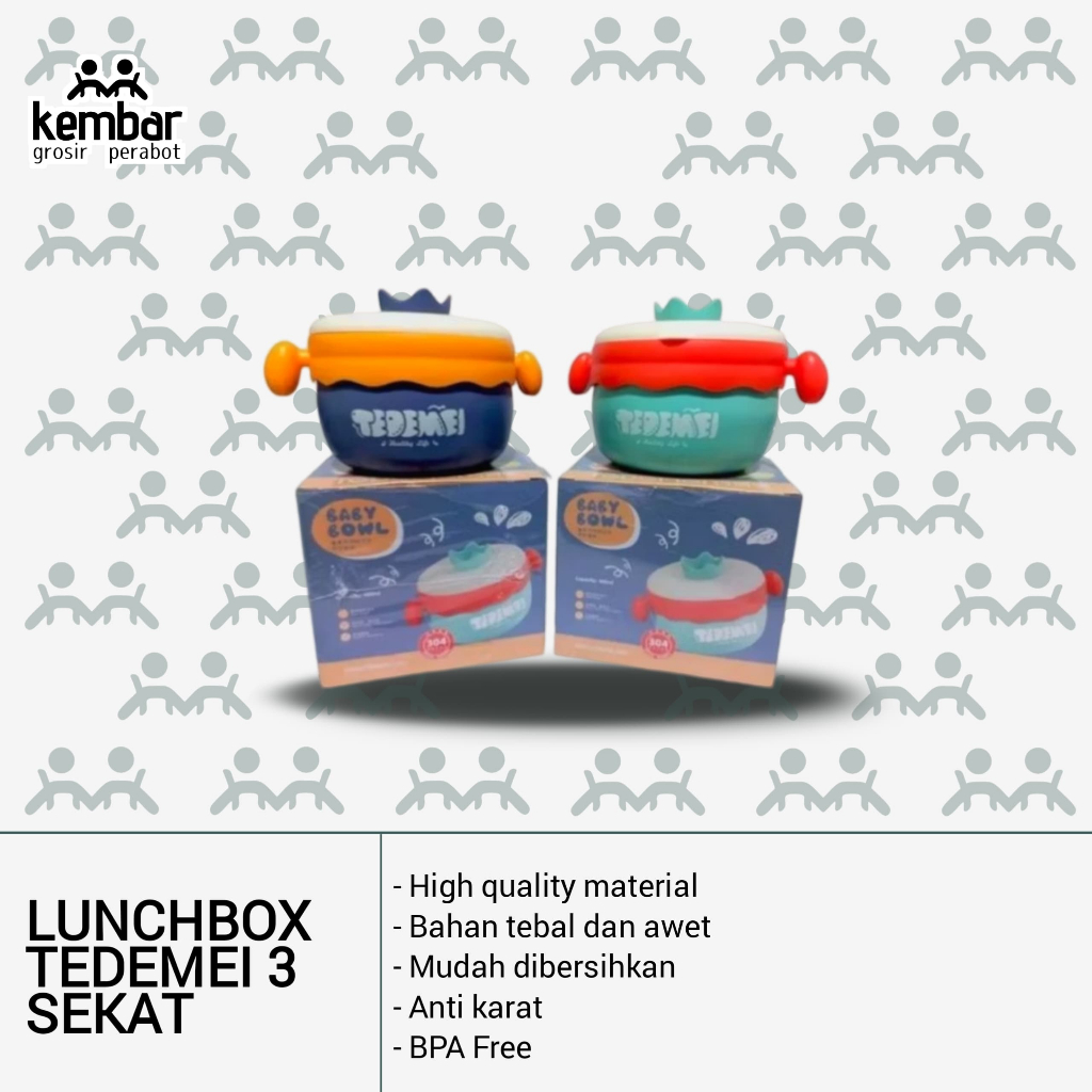 ( BISA COD ) KOTAK MAKAN TEDEMEI 3 SEKAT Free Sticker / MANGKUK Tedemei / SOUP Tedemei Stainless Pre