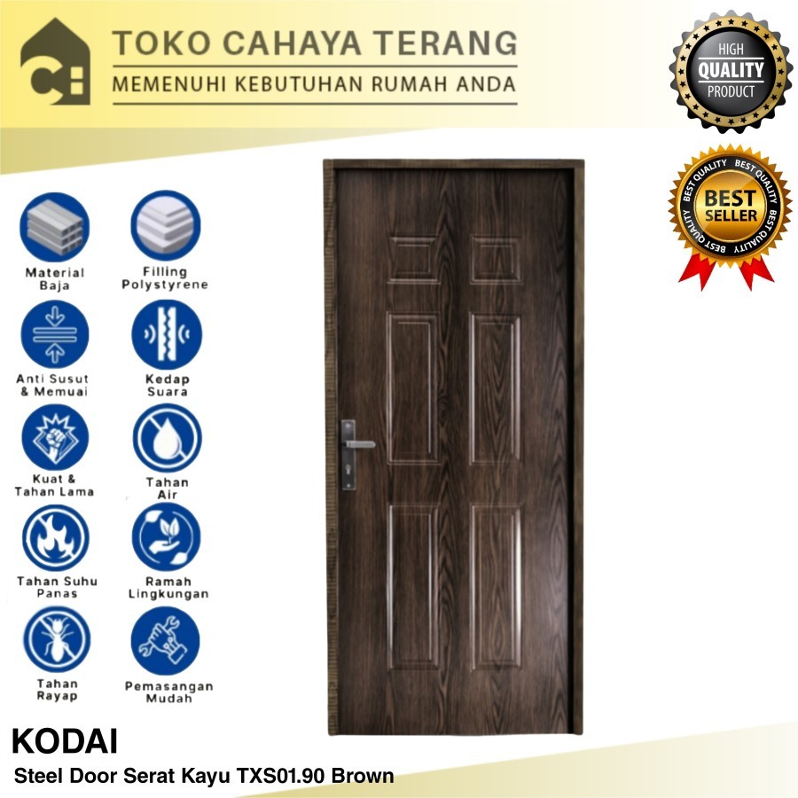 Pintu Baja Steel Kodai TXS01 204 x 90 Serat Kayu / Pintu Baja Kodai