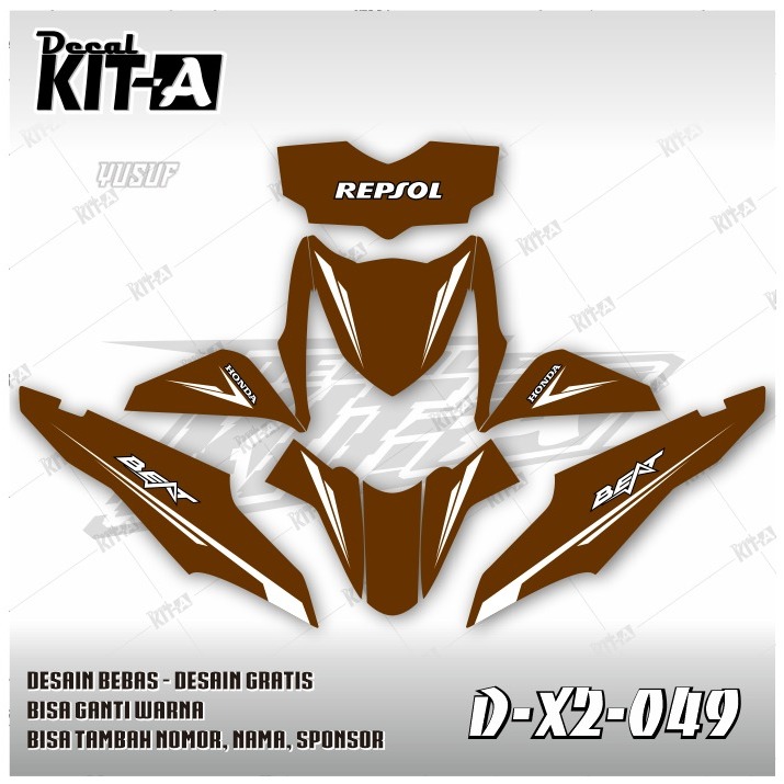 Stiker BEAT INJEKSI decal setiker BEAT stiker motor MOTIF SIMPLE ABU LIS HITAM D-X2-049