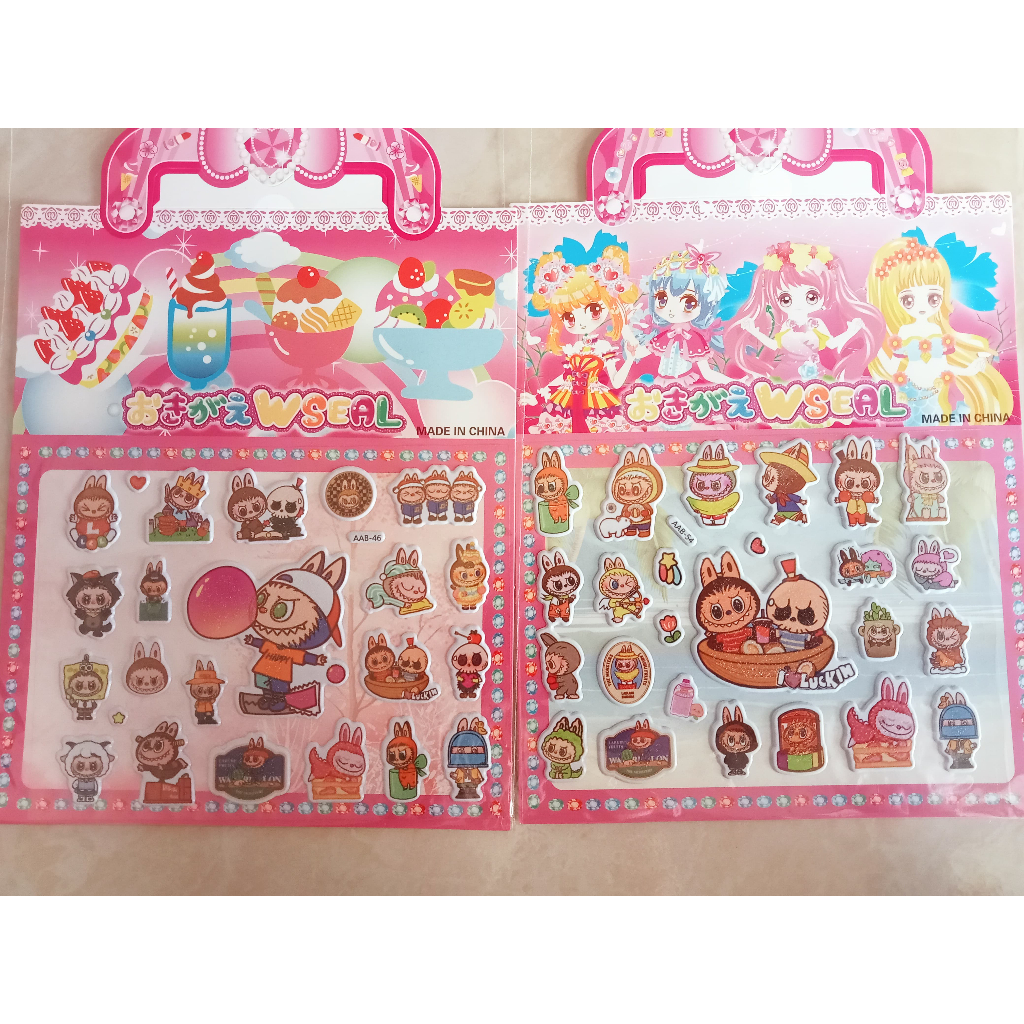 

stiker karakter Labubu - Hello kitty - Cinderella - Kuromi - Doraemon | stiker tas kecil