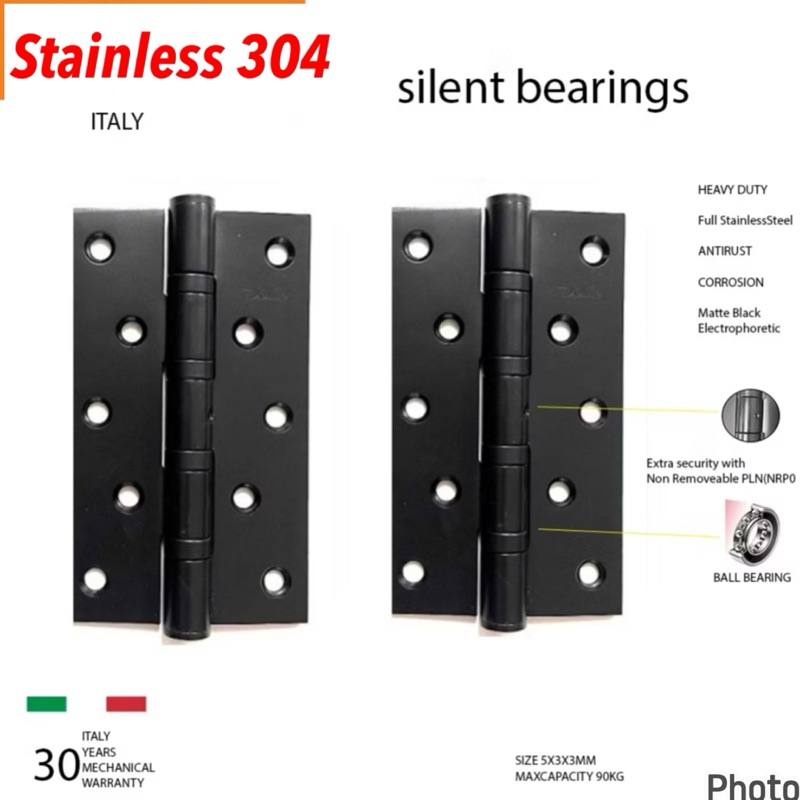 PROMO MURAH ENGSEL 5 INCH 4 INCH BLACK STAINLESS KODAI ENGSEL PINTU STAINLESS TEBAL 4 INCH TEBAL ENG