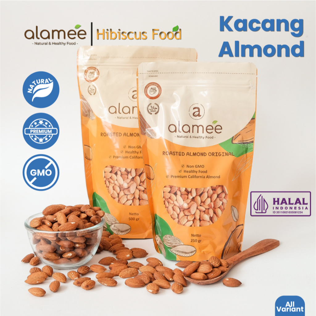 

ALAMEE Kacang Almond Almon Kupas Panggang Premium Roast Roasted Grade A California Oven Siap Makan dutchi farm Dutchi Farm