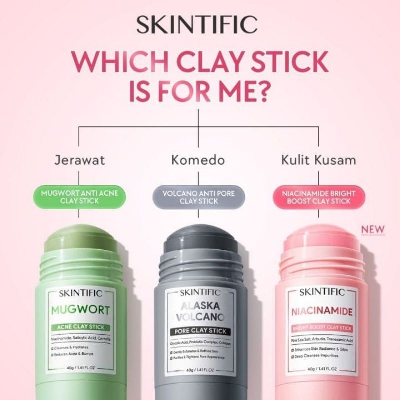Skintific Clay Stick, Skintific Peptide Brightening Lip Serum, Skintific Mugwort Clay Mask