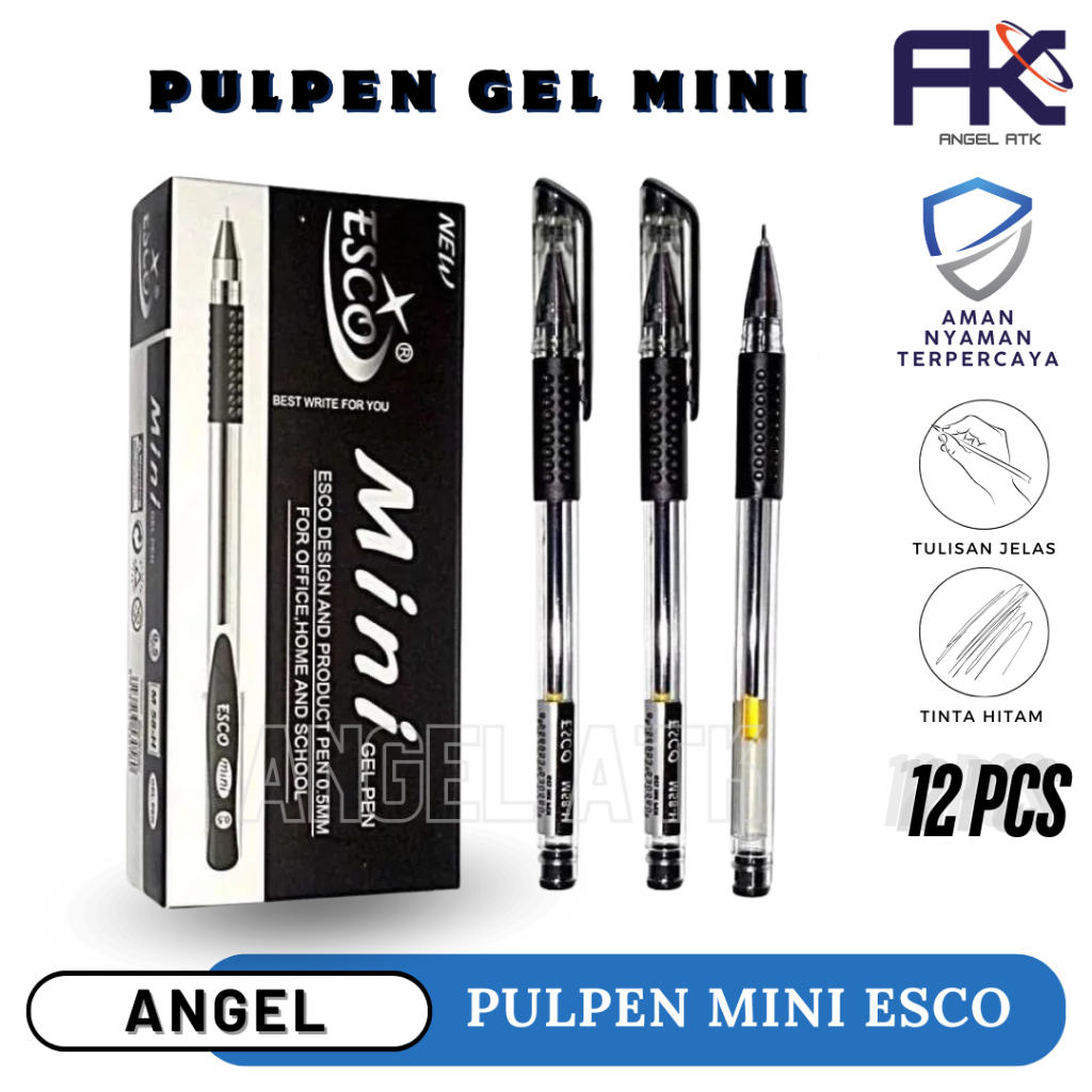 

Promo 12 Pcs Pulpen Esco / Pulpen Gel Mini / Pulpen Hitam / Tinta Terang / Pena 0.5 Mm / Pulpen Murah / Cash On Delivery / Atk Blessing