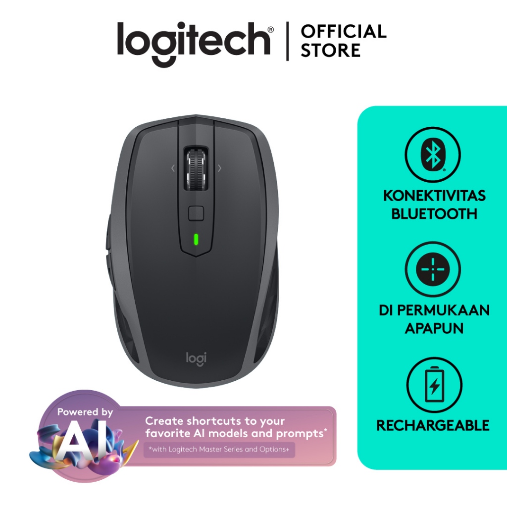Logitech MX Anywhere 2S Mouse Wireless, BLUETOOTH EDITION, Rechargeable, Portable, Multi-devices for