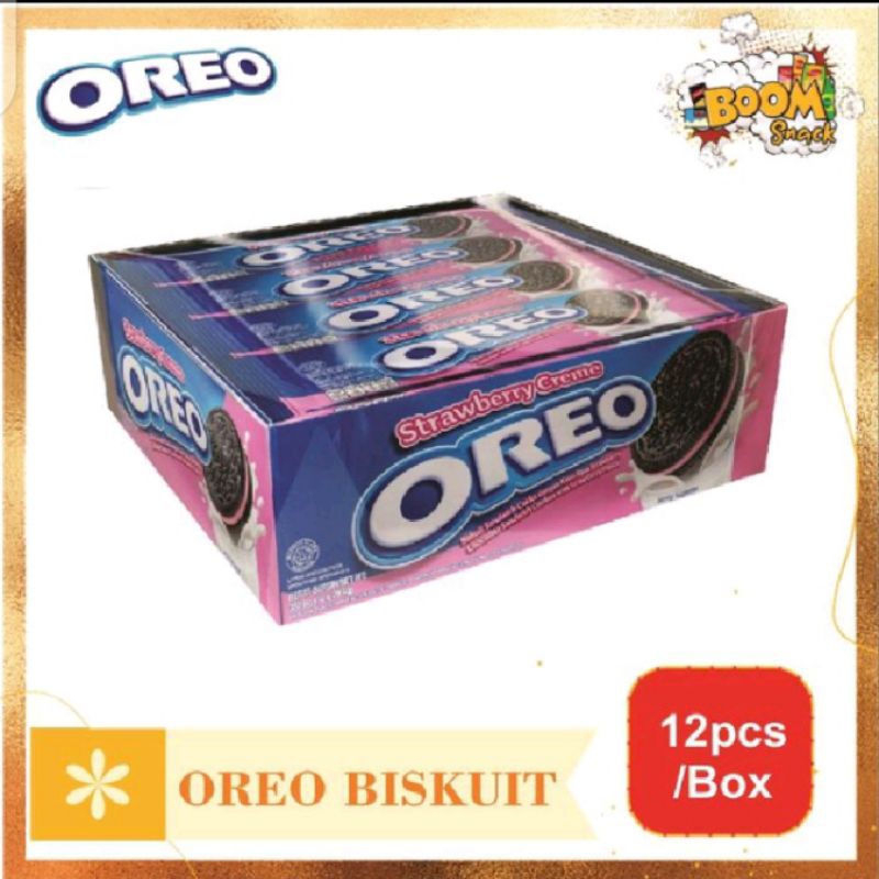 

Oreo Biskuit Rasa Strawberry Cream 1 Box Isi 12 PCS Termurah