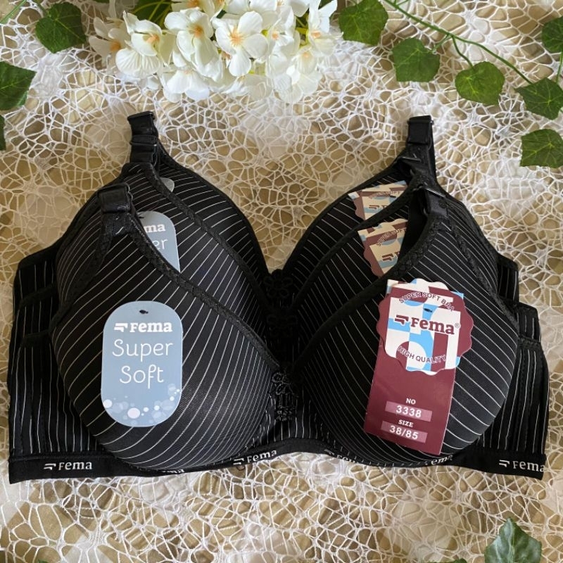 BRA BH FEMA wanita dewasa/ busa tipis tanpa kawat cup besar/ Fema 3338, 36-42