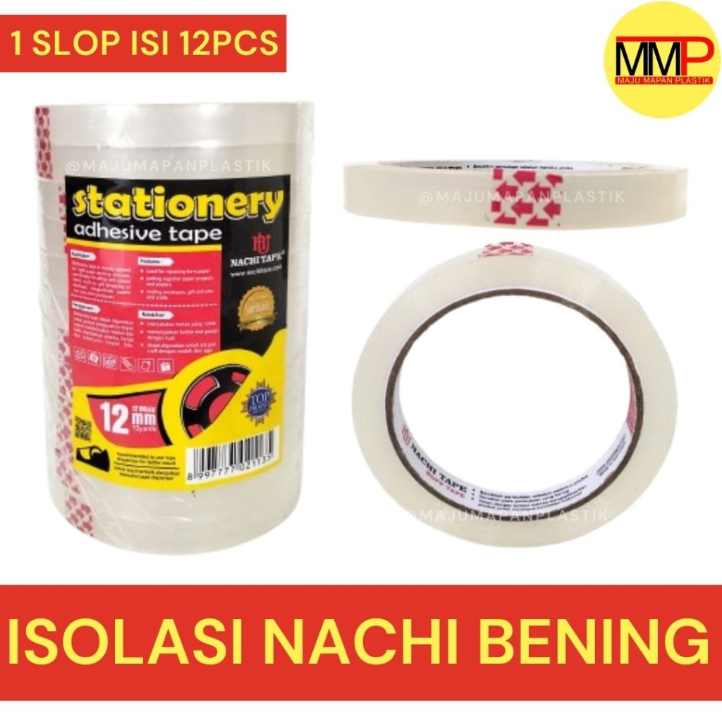 

Isolasi Bening NACHI 12 mm 1/2" / Isolasi Nachi 1 cm / Selotip Nachi Tape Transparan 12mm