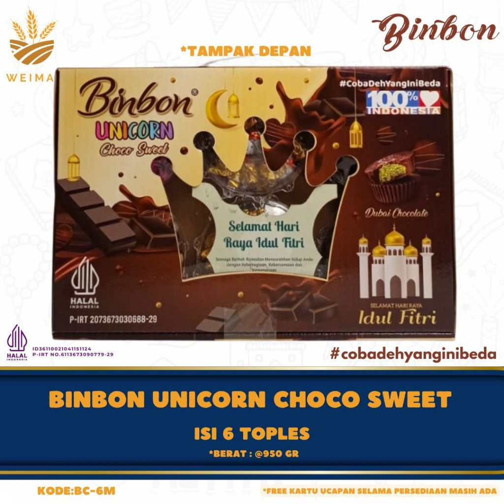 

Binbon Unicorn Choco Sweet - Paket Coklat Mix 6 Toples