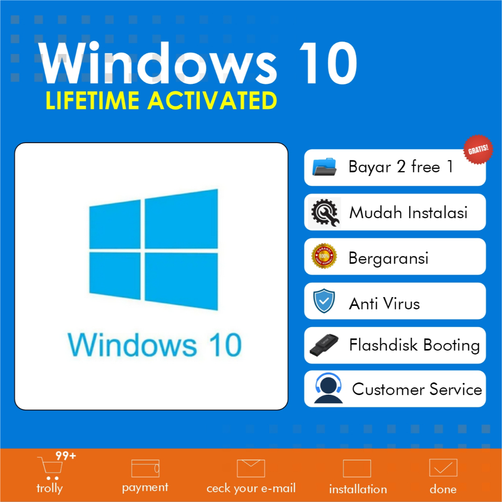 Flashdisk Bootable 10 || Windows 10 Pro preactivated || Permanen