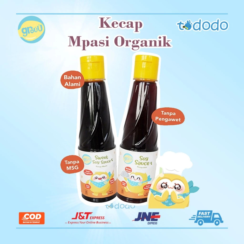 

Kecap Manis Bumbu MPASI Organik - Grouu Soy Sauce 145ml Tanpa MSG