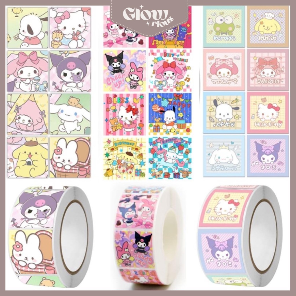 

GR Stiker Roll Label Lucu Karakter Isi 500 Lembar Motif Cartoon Untuk Tempel di Box Packaging Stiker