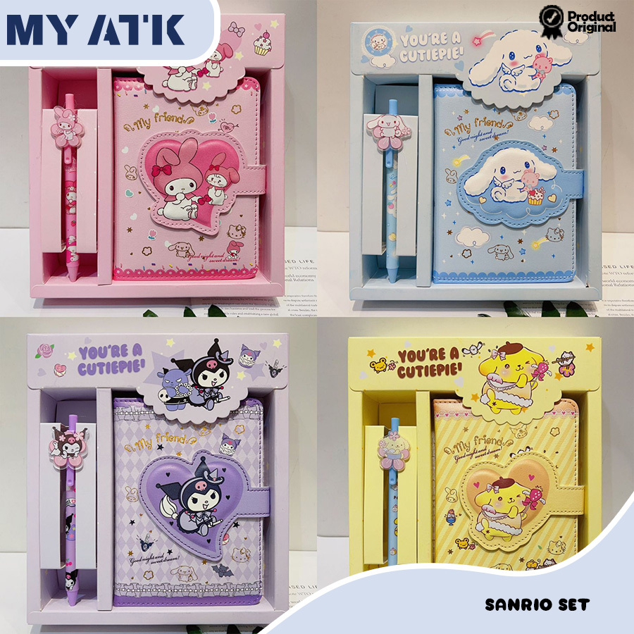 

2 in 1 Gift set notebook sanrio magnet/ Buku tulis cute kuromi cinnamorol