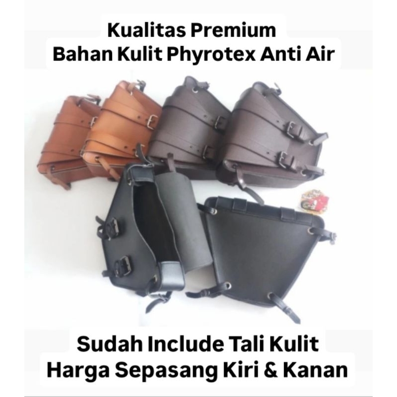 tas samping kulit side bag cover box aki motor japstyle bratstyle chopper custom honda win universal