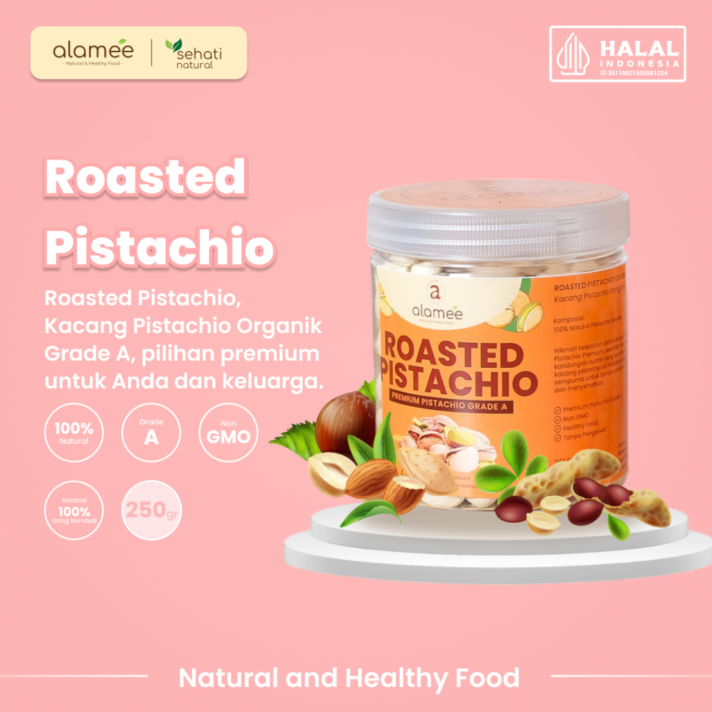 

Kacang Pistachio Premium Roasted Pistacio Non Msg Makanan Sehat Fustuk Panggang Fustuk Organic 250gr