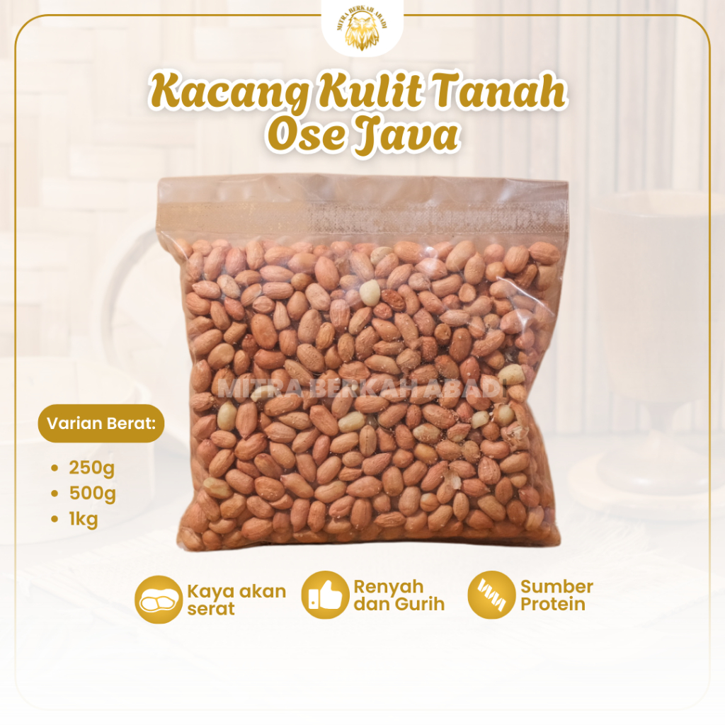 

Kacang Kulit Tanah Ose Java Ukuran 50/60 Mitra Berkah Abadi Camilan Sehat