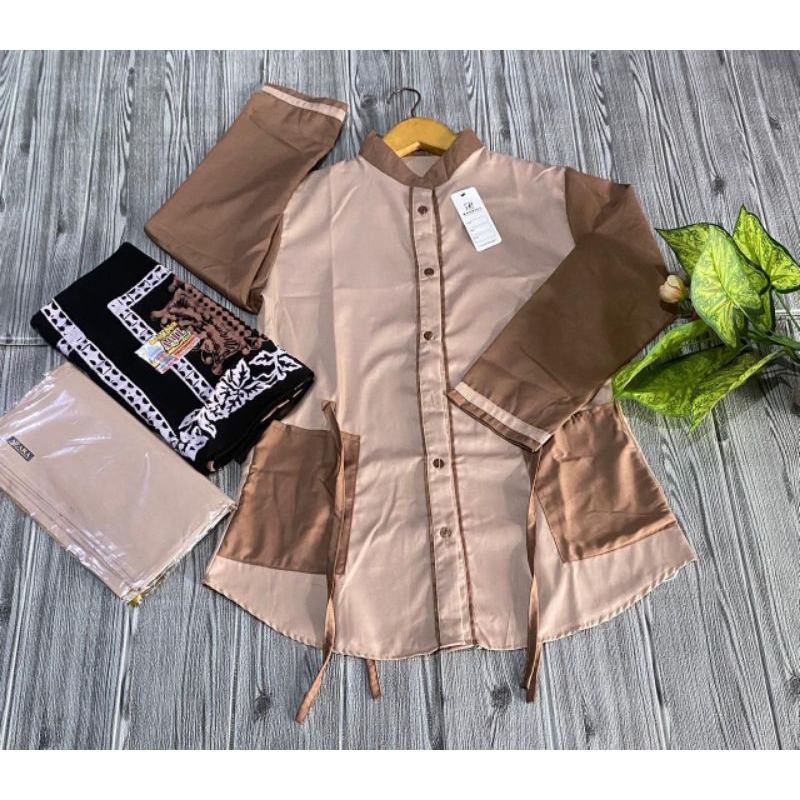 Setelan Santri Putri//Tunik Toyobo//Tunik+Sarung Aqil+Krudung