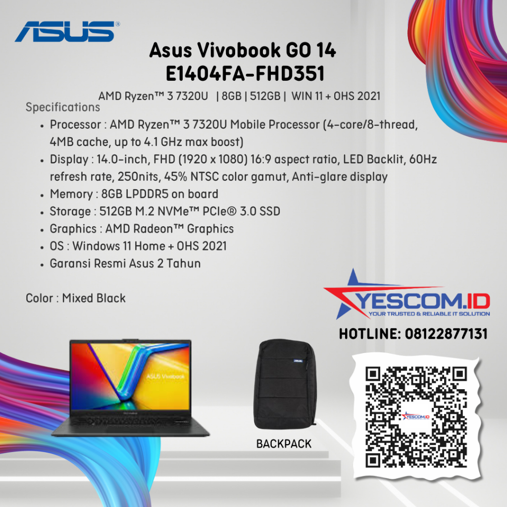 Asus Vivobook Go 14 E1404FA FHD351/AMD Ryzen 3-7320U/8GB/512GB SSD