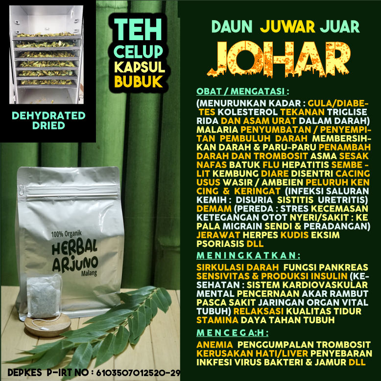 

Dehydrated Dried Teh Celup Kapsul Bubuk Daun Johar Juwar Jowar Obat Anemia Asma Penyumbatan Pembuluh Pembersih Penambah Darah Paru-Paru Trombosit Hepatitis Sesak Nafas Herpes Infeksi Kemih Diabetes Asam Urat Kolesterol Hipertensi Cacing Maag Herbal Alami