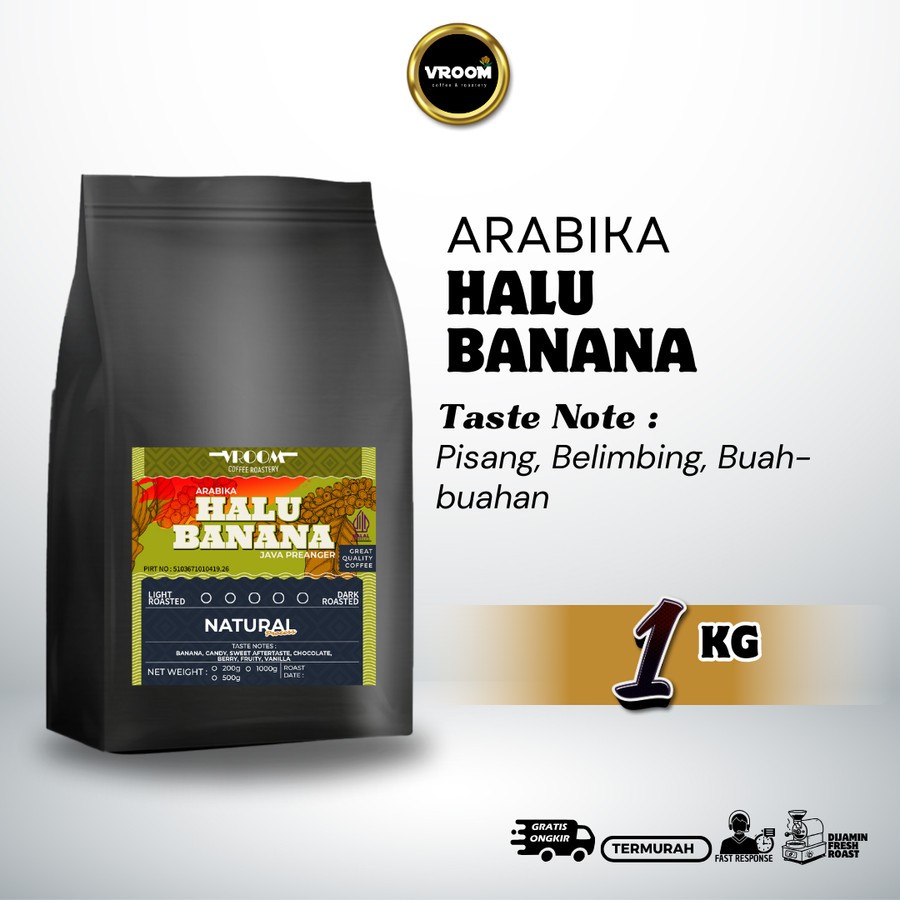 

Coffee Arabica Java Preanger Halu Natural Honey Roasted Bean Arabika Biji Matang Bubuk 1Kg