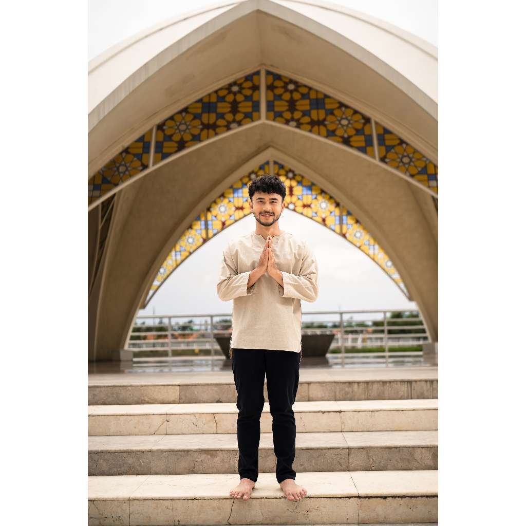 Turki Kemeja Koko Linen V-neck Lengan 7/8 BYBLANK – Kemeja Koko Soft Cotton Linen Pria