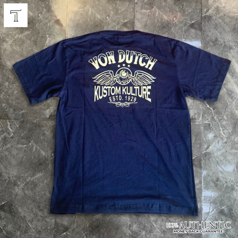 T-Shirt VonDutch Kaos Pria Lengan Pendek Navy Bintang ORI VT-03