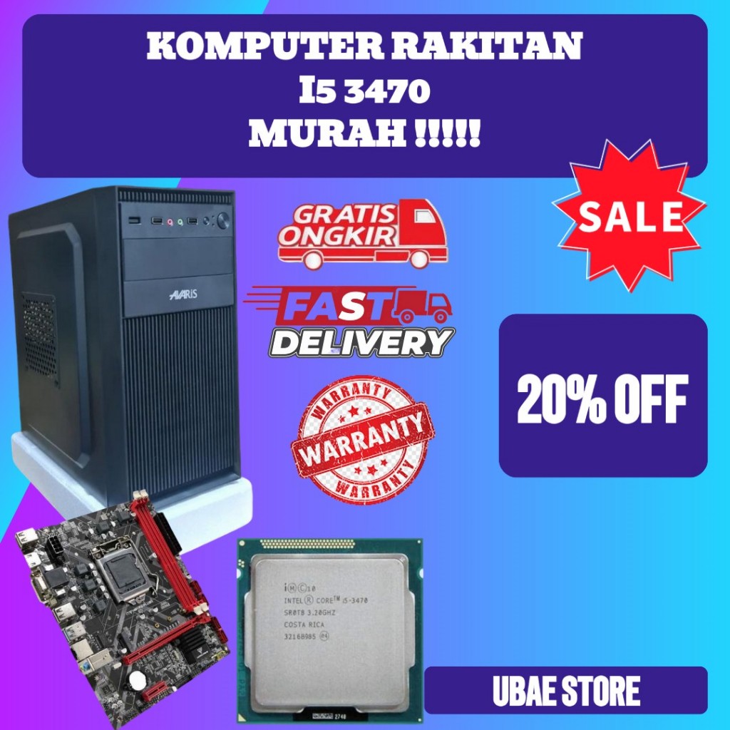 KOMPUTER RAKITAN I5-3470 RAM 8 GB SSD 256GB BERGANSI TERMURAH 