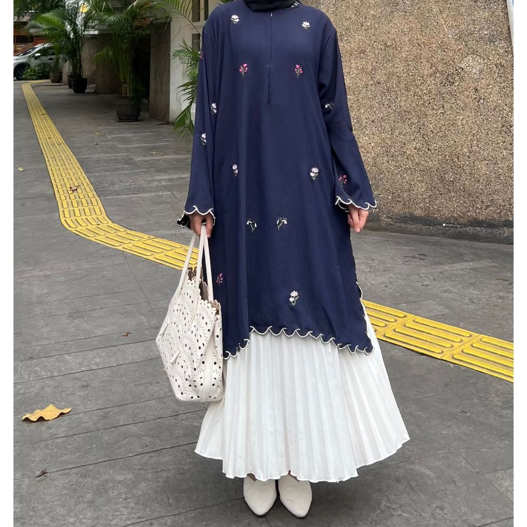 DISKON DEMURE TUNIK RAYA TUNIK BORDIR TUNIK LEBARAN TUNIK RAYA BUSUI WANITA MUSLIM - PAKAIAN WANITA